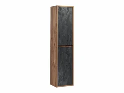 Vente-unique Mueble de baño con lavabo y columna, color natural y antracita, TIKITIKI