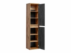 Vente-unique Mueble de baño con lavabo y columna, color natural y antracita, TIKITIKI