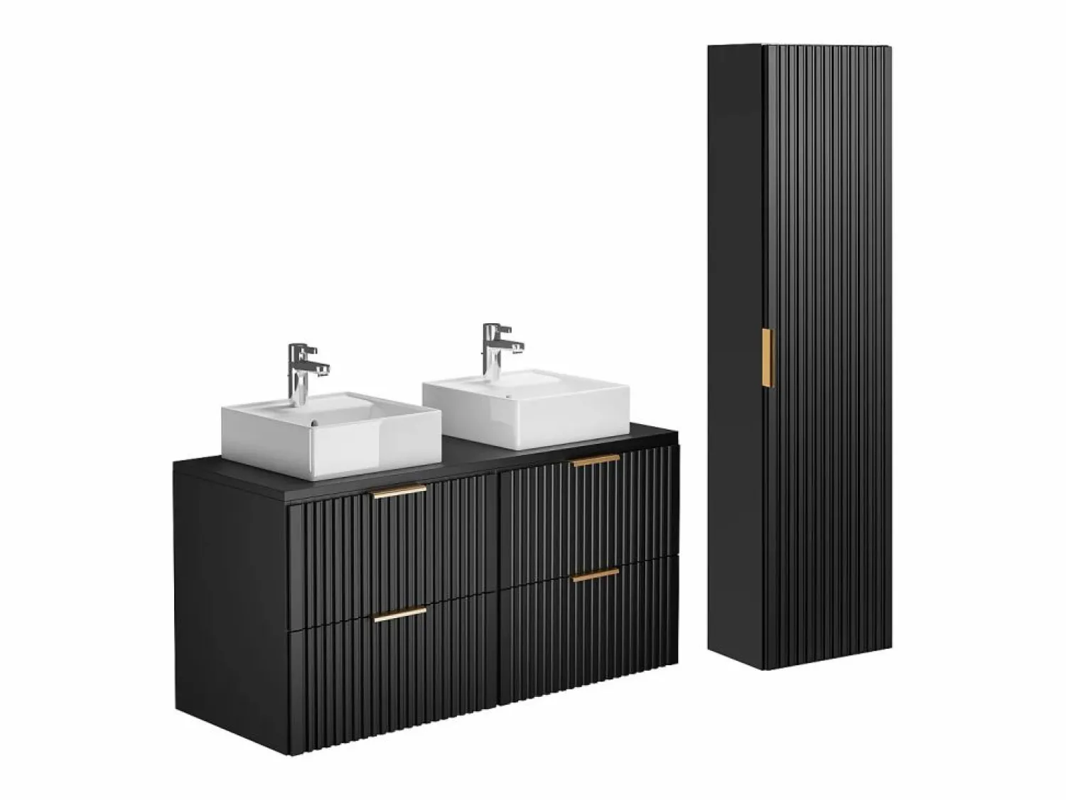 Sale Mueble de baño con lavabo sobre encimera y columna, , An120 cm, ZEVARA Conjunto De Baño