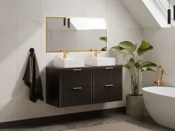 Best Vente-unique Mueble de baño con lavabo sobre encimera, , 120 cm de ancho, ZEVARA Negro