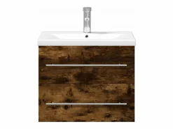 Outlet Mueble de baño con lavabo integrado roble ahumado ES616136 Mueble De Pared Para Baño