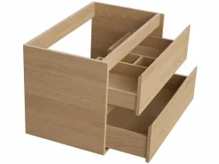 Vente-unique Mueble de baño con lavabo de piedra, 80 cm, MILIPAM Color natural claro