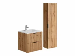 Vente-unique Mueble de baño con lavabo y columna, , An60 cm, ZEVARA