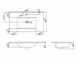 New Vente-unique Mueble de baño con lavabo individual suspendido estriado azul, Ancho 80 cm, PAVANI Azul oscuro