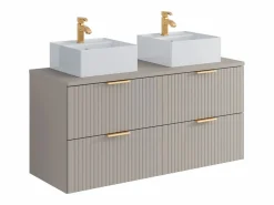Online Vente-unique Mueble de baño con lavabo sobre encimera, , 120 cm de ancho, ZEVARA Beige