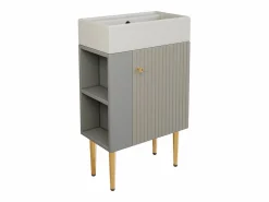 Merax Mueble de baño con lavabo - 55 x 31 x 91,5 cm - con 2 cajones - MDF - + blanco