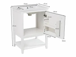 Merax Mueble de baño con lavabo simple - 1 estante abierto y 1 puerta - 61 x 47 x 87 cm - Madera MDF -