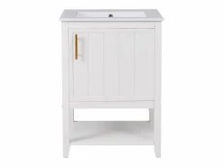 Merax Mueble de baño con lavabo simple - 1 estante abierto y 1 puerta - 61 x 47 x 87 cm - Madera MDF -