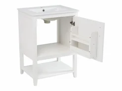 Merax Mueble de baño con lavabo simple - 1 estante abierto y 1 puerta - 61 x 47 x 87 cm - Madera MDF -