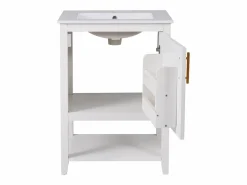 Merax Mueble de baño con lavabo simple - 1 estante abierto y 1 puerta - 61 x 47 x 87 cm - Madera MDF -