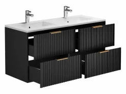 Vente-unique Mueble de baño con lavabo encastrado y columna, , An120 cm, ZEVARA