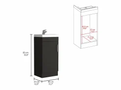 TuHome Mueble de Baño con Lavabo Madrid, con armario de almacenamiento 83CM A X 33CM P X 40CM L Wengue