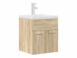 New Mueble de baño con lavabo incorporado y grifo roble Sonoma Estantería Sobre Inodoro