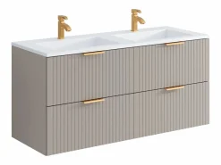 Vente-unique Mueble de baño con lavabo de empotrar y columna, , An120 cm, ZEVARA
