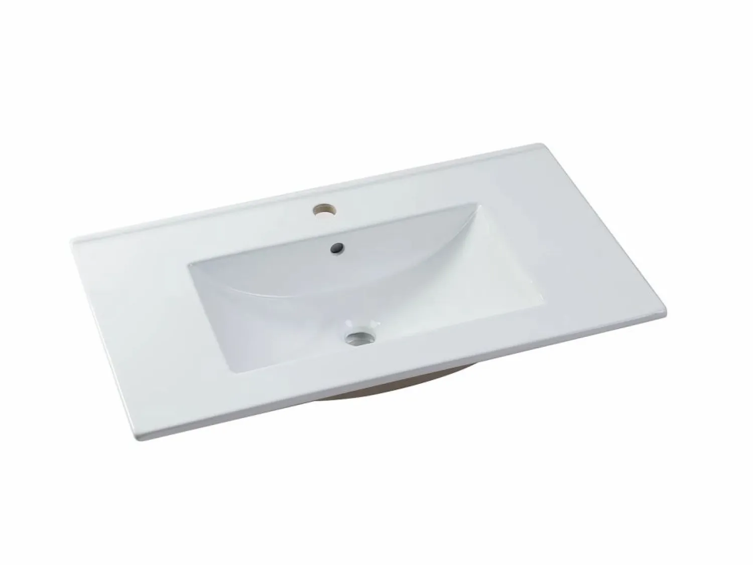 Online Mueble de baño con luces LED, lavabo empotrable, blanco y negro mármol, 80 cm, POZEGA Mueble De Baño Simple