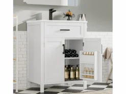 ModernLuxe Mueble de baño con patas - con lavabo de cerámica - 2 puertas - (grifo no incluido)