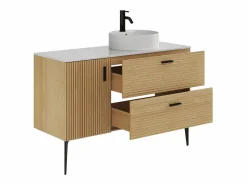 Best Mueble de baño con pies con lavabo de apoyo redondo y columna - 120 cm - SARONE Conjunto De Baño