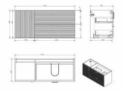 Best Mueble de baño con pies con lavabo de apoyo redondo y columna - 120 cm - SARONE Conjunto De Baño