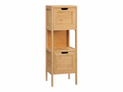 Mueble de baño de bambú con 2 cajones, diseño rústico, con sistema de seguridad, blanco (30 x 30 x 90 cm) Columna De Baño