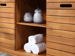 Vente-unique Mueble de baño de madera de acacia - Mueble de baño - 130 cm - PULUKAN