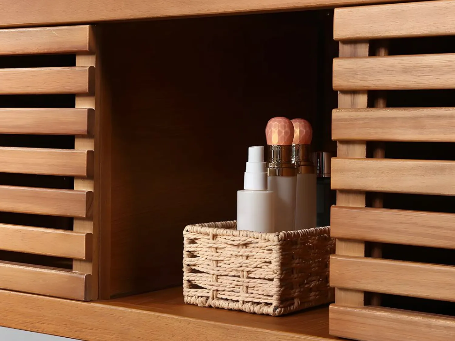 Outlet Vente-unique Mueble de baño de madera de acacia - Mueble de baño - 130 cm - PENEBEL Color natural oscuro