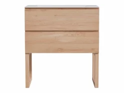 Vente-unique Mueble de baño de roble con lavabo encastrado - Natural claro - L80 cm - TARELO