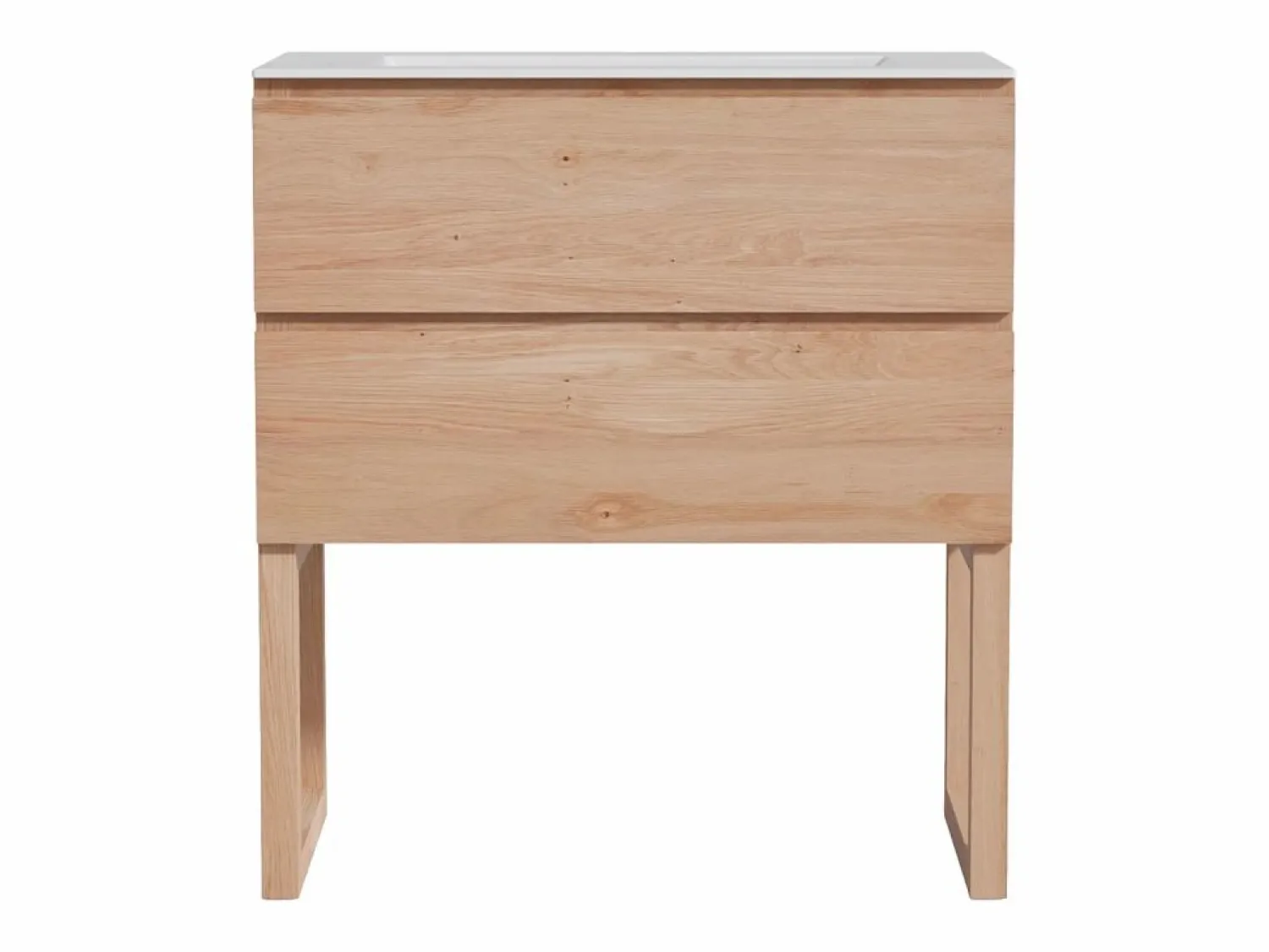 Vente-unique Mueble de baño de roble con lavabo encastrado - Natural claro - L80 cm - TARELO