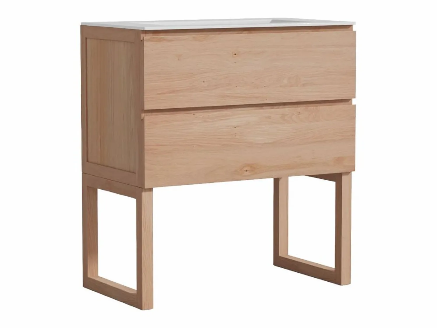 Vente-unique Mueble de baño de roble con lavabo encastrado - Natural claro - L80 cm - TARELO