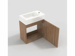 Best Merax Mueble de baño de un seno, mueble bajo con lavabo de cerámica - 46 x 26 x 56 cm - Madera MDF - Natural Color natural claro