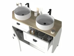 Best Mueble de Baño Doble Toscana 2 Puertas, Sin Lavabo, 120 cm, /Roble Blanco