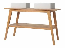 Best Vente-unique Mueble de baño en de madera de teca con doble lavabo - 120 x 55 cm - BOBOTSARI Color natural claro