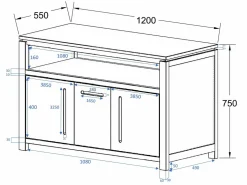 New Vente-unique Mueble de baño en teca clara con doble lavabo, L120 cm, SARATOK Color natural claro