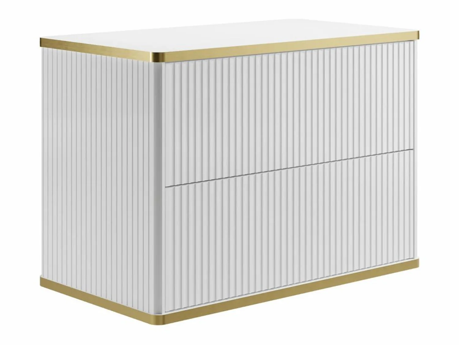 Sale Mueble de baño estriado con ribete dorado y lavabo redondo, 80 cm, KELIZA Mueble De Baño Simple