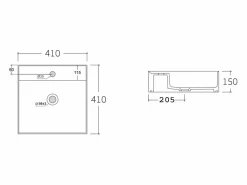 Vente-unique Mueble de baño estriado con ribete dorado, doble lavabo sobre encimera, 120 cm, KELIZA