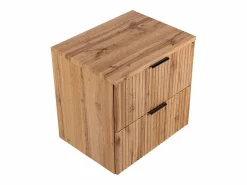 Sale Vente-unique Mueble de baño estriado con lavabo sobre encimera, , 60 cm, ZEVARA Color natural claro