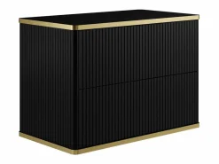 Best Vente-unique Mueble de baño estriado con ribete dorado y lavabo redondo, , 80 cm, KELIZA Negro