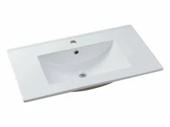 Sale Mueble de baño estriado rosa con lavabo de empotrar y columna, 100 cm, SATARA Conjunto De Baño