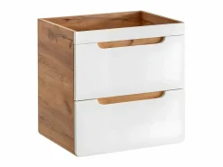 Vente-unique Mueble de baño flotante 60 cm natural con lavabo encastrado y armario - ARUBA