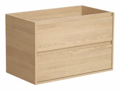 Outlet Mueble de baño flotante chapado en roble, 80 cm, MILIPAM Mueble De Lavabo