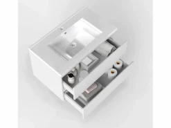 Aica Mueble de baño flotante con lavabo, 79 x 44.5 x 52 cm, Mate,Con 2 Cajones, Muebles de Alta Calidad,