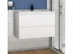 Aica Mueble de baño flotante con lavabo, 79 x 44.5 x 52 cm, Mate,Con 2 Cajones, Muebles de Alta Calidad,