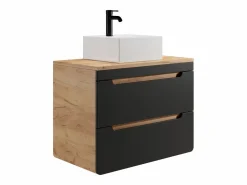 Online Mueble de baño flotante con lavabo, 80 cm, natural claro antracita, ARUBA Mueble De Baño Simple
