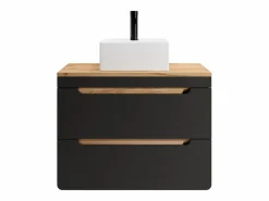Online Mueble de baño flotante con lavabo, 80 cm, natural claro antracita, ARUBA Mueble De Baño Simple