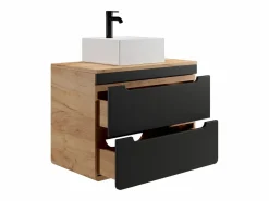Online Mueble de baño flotante con lavabo, 80 cm, natural claro antracita, ARUBA Mueble De Baño Simple