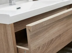 Outlet Vente-unique Mueble de baño flotante con lavabo encastrable, natural claro, 120 cm, QUADRA Color natural claro