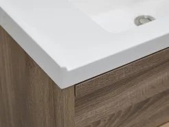 Outlet Vente-unique Mueble de baño flotante con lavabo encastrable, natural claro, 120 cm, QUADRA Color natural claro