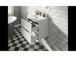 New Mueble de baño flotante con lavabo, 99 x 44.5 x 52 cm,Color Roble,Con 2 Cajones, Muebles de Alta Calidad, Mueble De Baño Simple