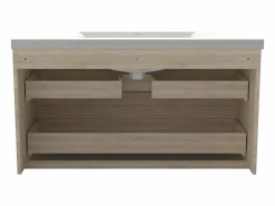 New Mueble de baño flotante con lavabo, 99 x 44.5 x 52 cm,Color Roble,Con 2 Cajones, Muebles de Alta Calidad, Mueble De Baño Simple