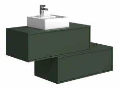 Vente-unique Mueble de baño flotante con lavabo, mate, 2 cajones, 94 cm, TEANA