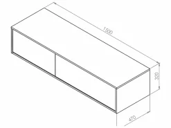 Hot Vente-unique Mueble de baño flotante con doble lavabo, color claro natural, Ancho 150 x Alt. 32 cm, ISAURE Color natural claro
